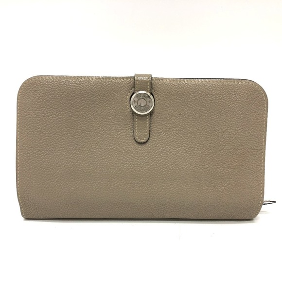 HERMES Dogon GM Long Wallet Togo Women's Asphalt Beige - Picture 1 of 10